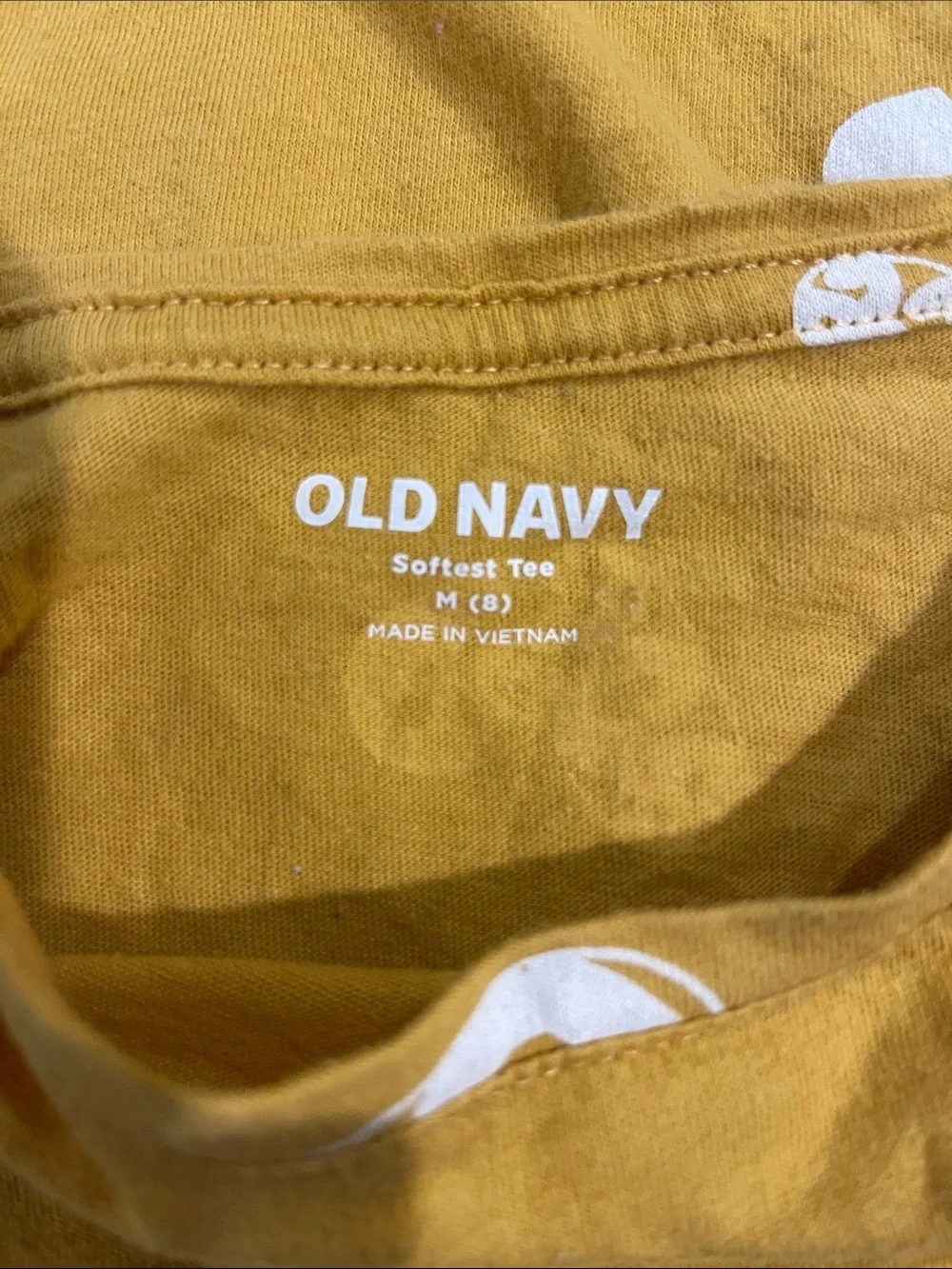Girls Old Navy Mustard Yellow Tee with White Heart Accents